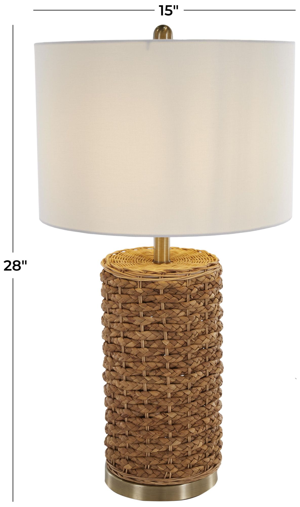 Image 7 Brown Rattan Bohemian Table Lamp, 15" x 15" x 28" more views