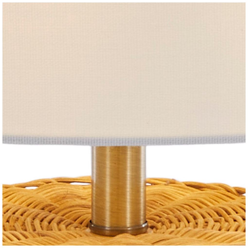 Brown Rattan Bohemian Table Lamp, 15" x 15" x 28"