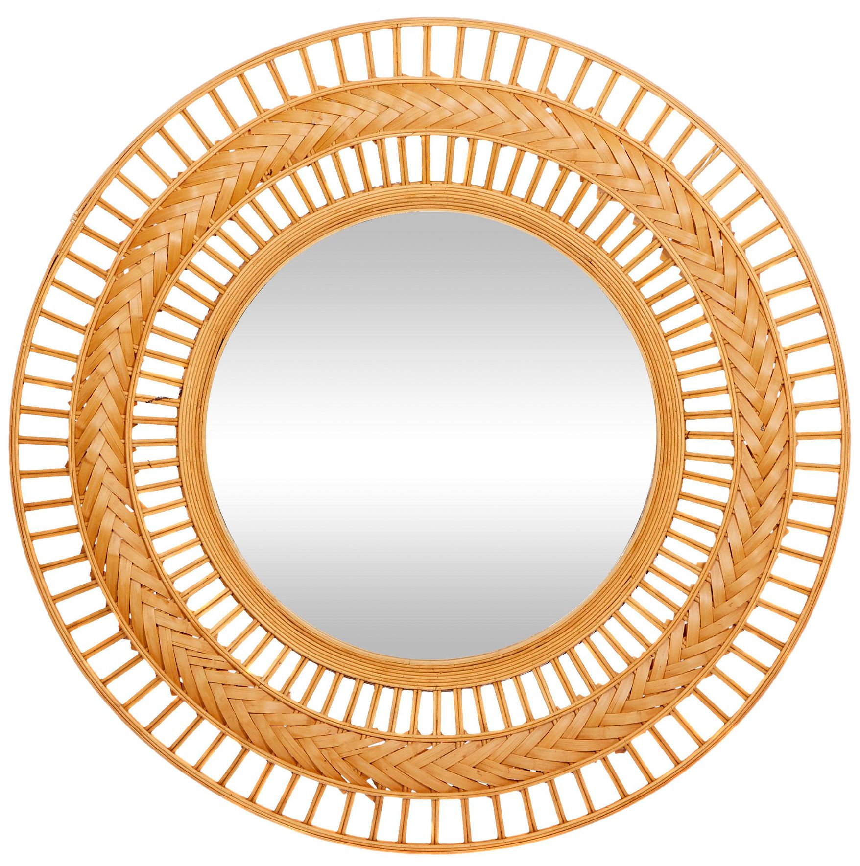 Image 2 Brown Rattan Bohemian Wall Mirror, 36" x 2" x 36"
