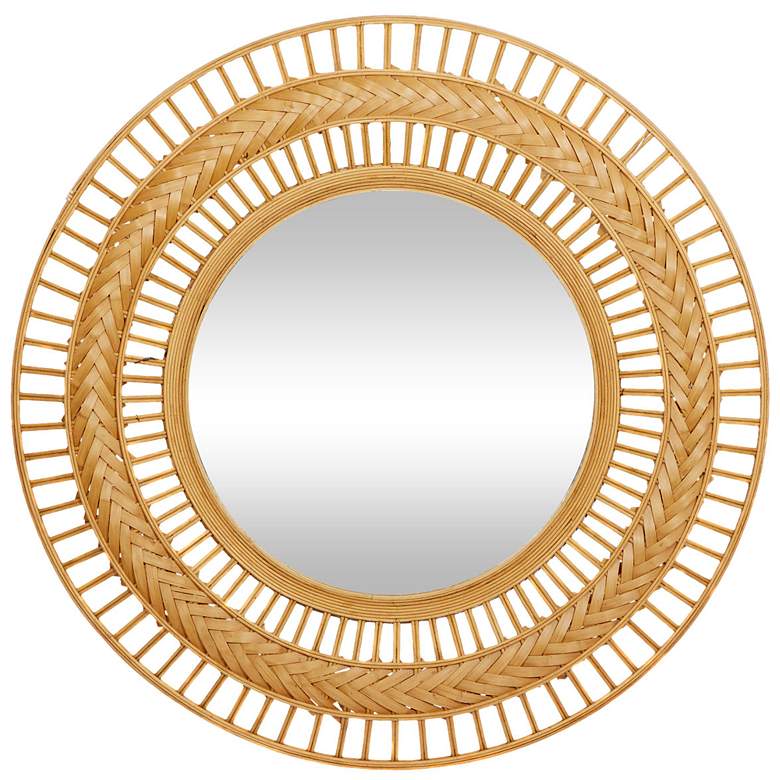 Image 1 Brown Rattan Bohemian Wall Mirror, 36" x 2" x 36"