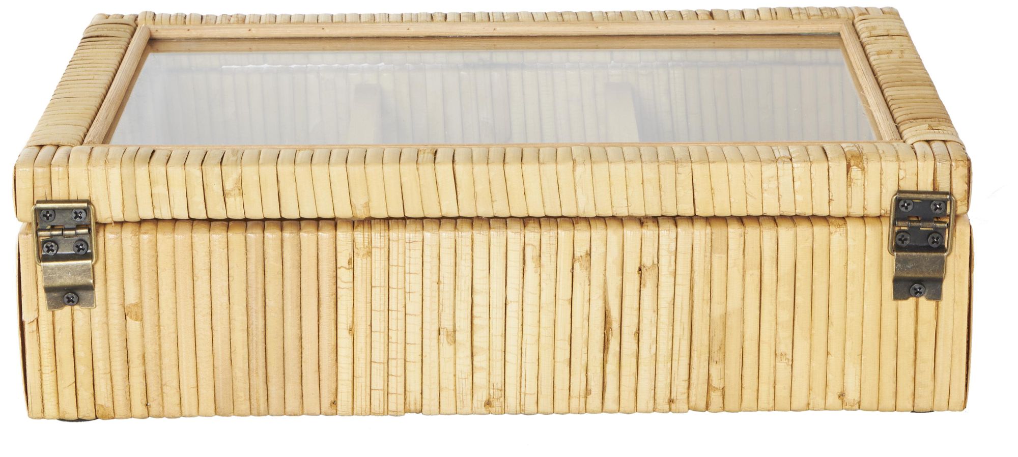 Image 5 Brown Rattan Farmhouse Jewelry Box, 12" x 9" x 4" more views