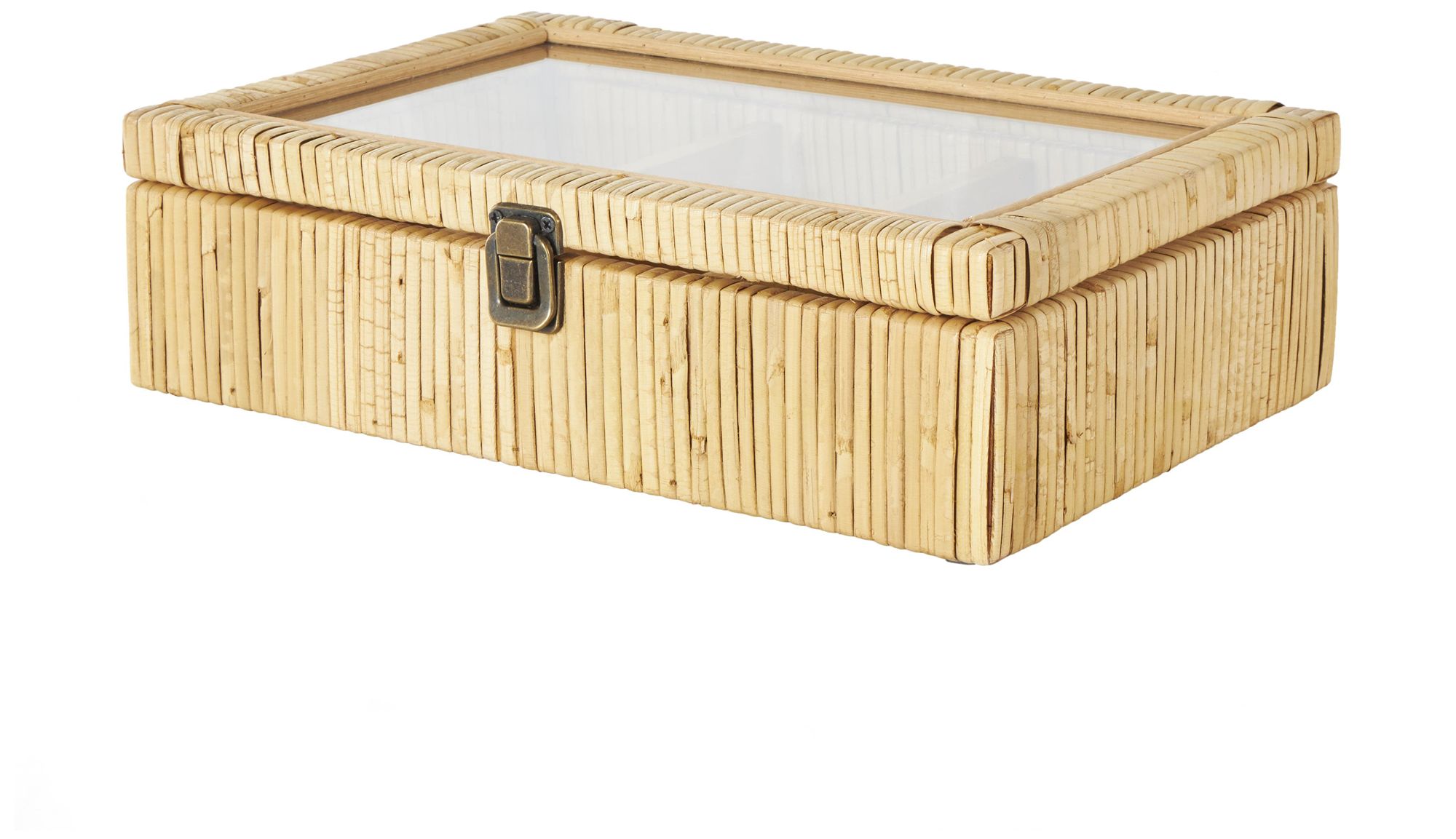 Image 6 Brown Rattan Farmhouse Jewelry Box, 12" x 9" x 4" more views