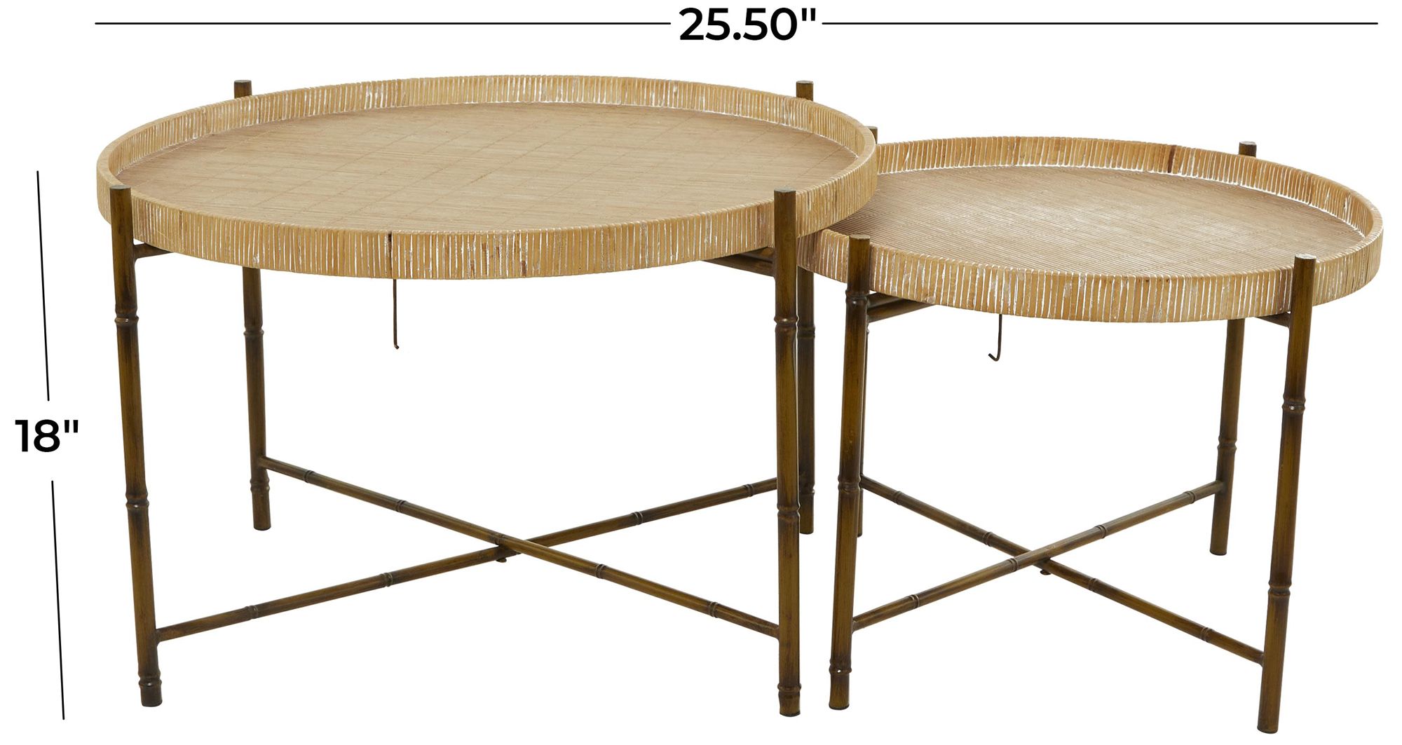 Image 6 Brown Rattan Modern Coffee Table, S/2 20", 18"H more views