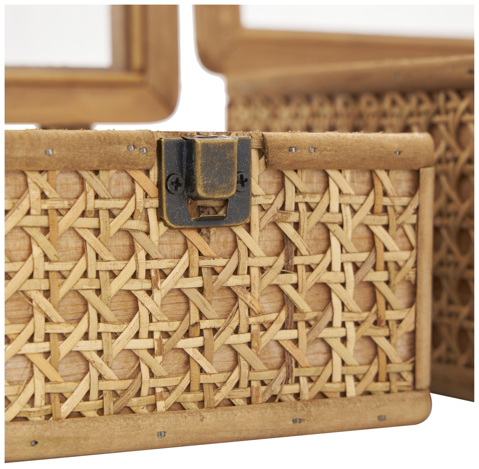 Image 2 Brown Rattan Natural Box, S/2 7", 6"W more views