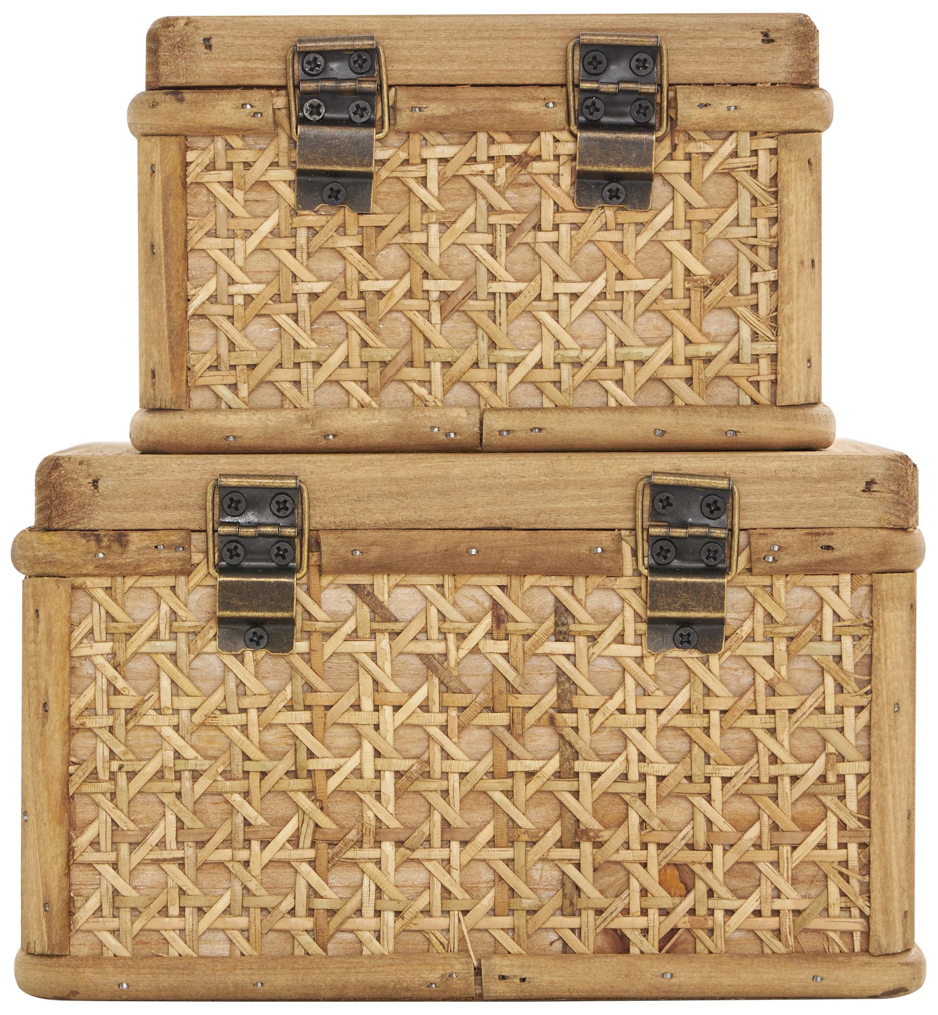 Image 5 Brown Rattan Natural Box, S/2 7", 6"W more views