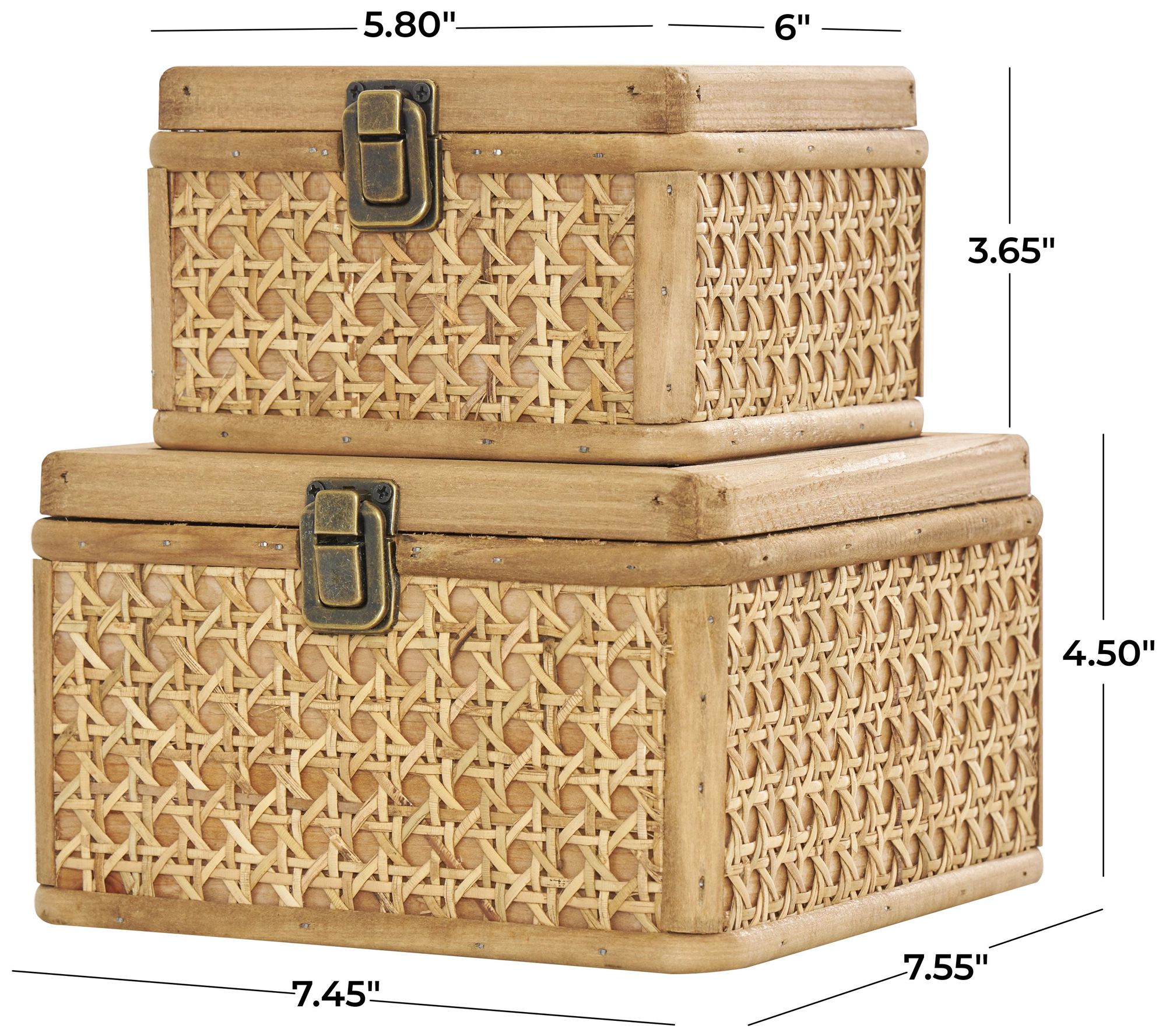 Image 7 Brown Rattan Natural Box, S/2 7", 6"W more views
