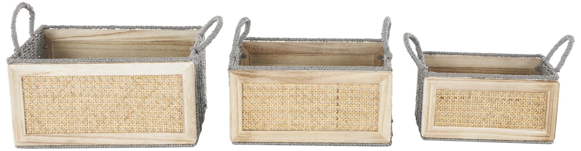 Image 2 Brown Rattan Natural Storage Basket, S/3 14, 13, 10"W