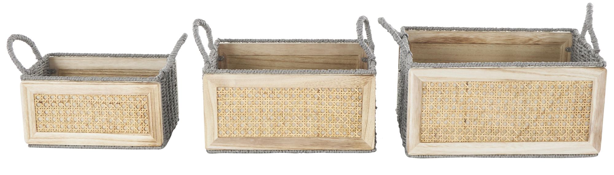 Image 5 Brown Rattan Natural Storage Basket, S/3 14, 13, 10"W more views