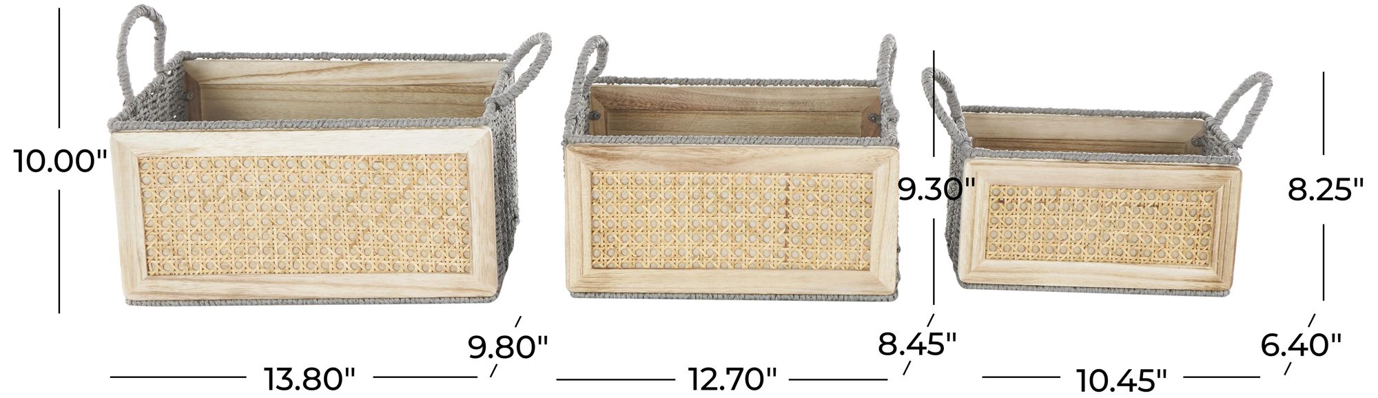 Image 7 Brown Rattan Natural Storage Basket, S/3 14, 13, 10"W more views