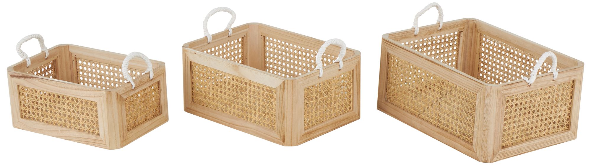 Image 2 Brown Rattan Natural Storage Basket, S/3 16", 15", 13"W