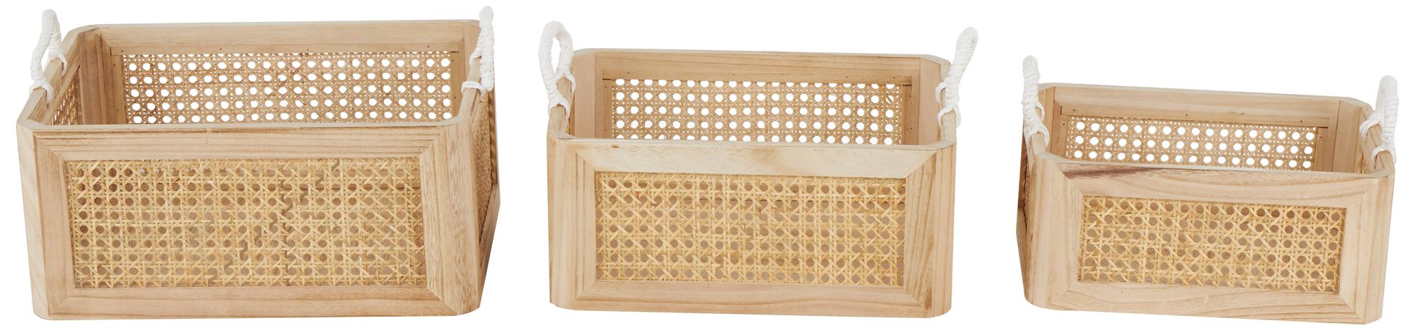 Image 5 Brown Rattan Natural Storage Basket, S/3 16", 15", 13"W more views
