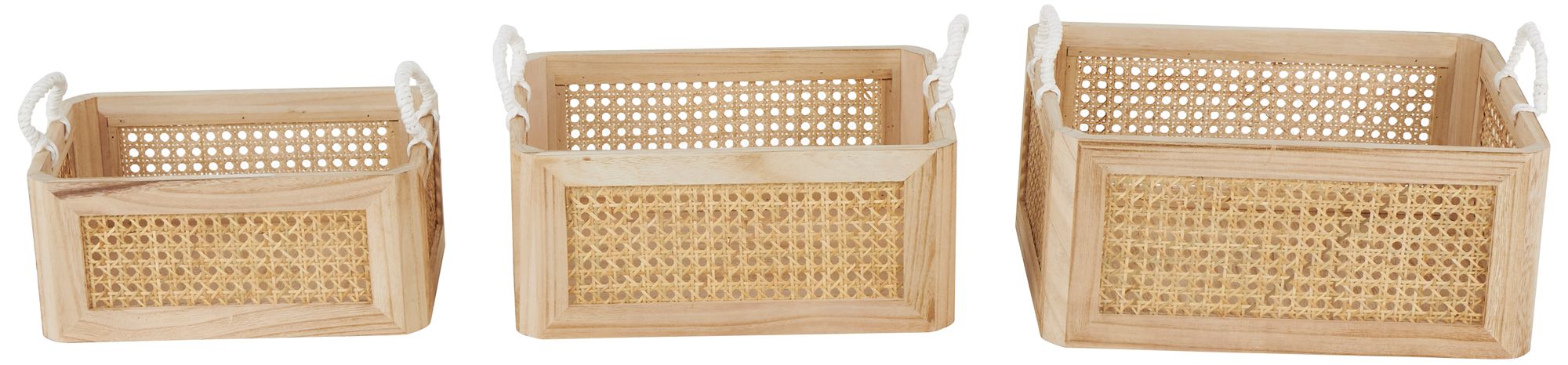 Image 6 Brown Rattan Natural Storage Basket, S/3 16", 15", 13"W more views