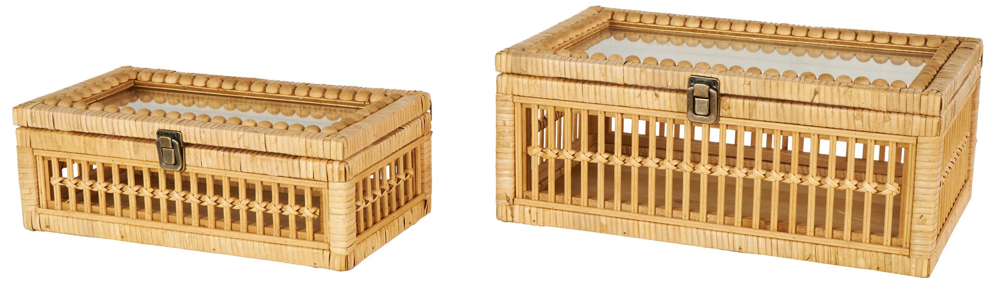 Image 2 Brown Rattan Traditional Box, S/2 15", 13"W