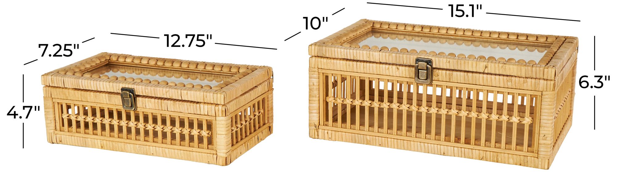 Image 7 Brown Rattan Traditional Box, S/2 15", 13"W more views