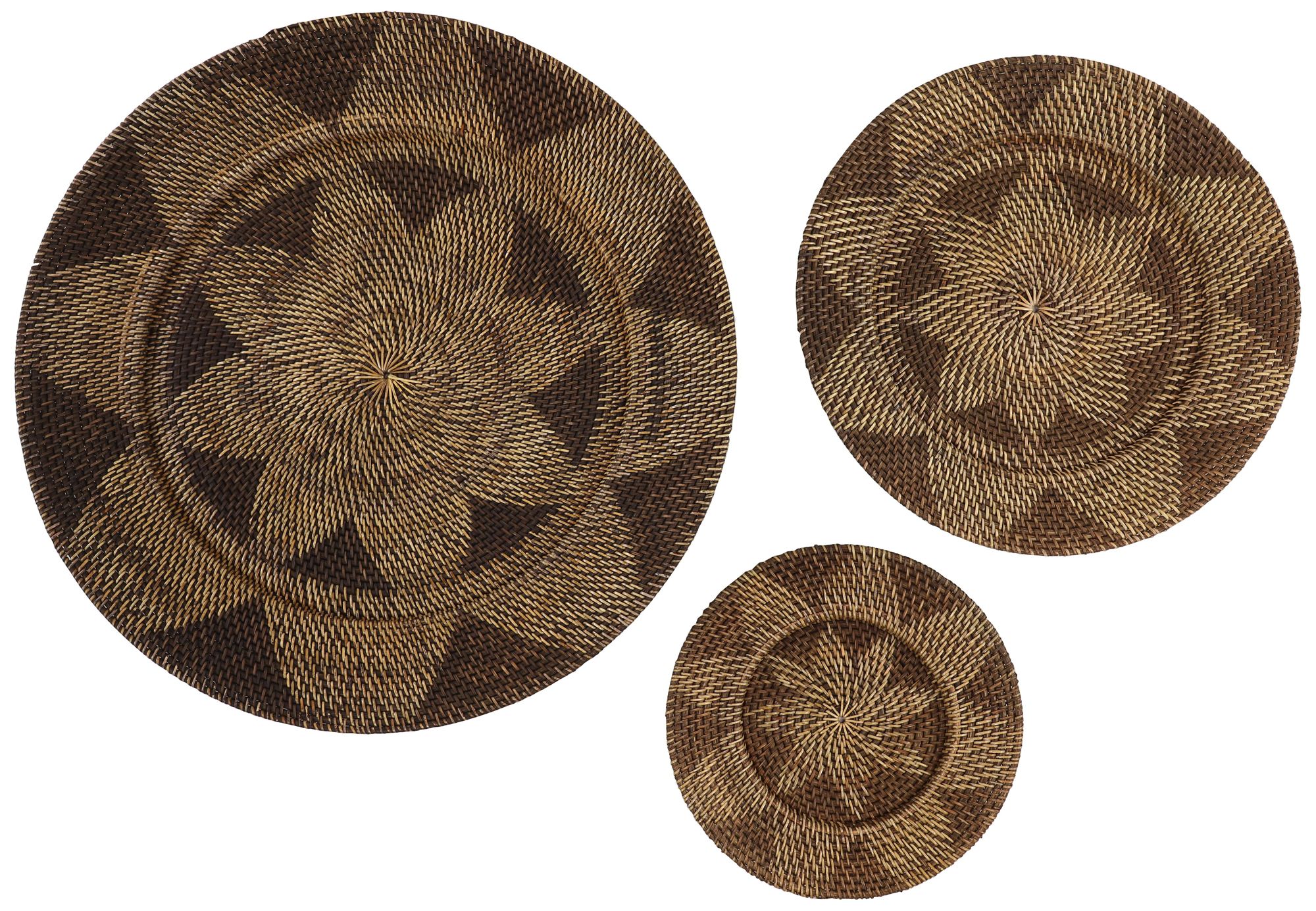 Image 2 Brown Rattan Traditional Wall Decor, S/3 28", 20", 14"W