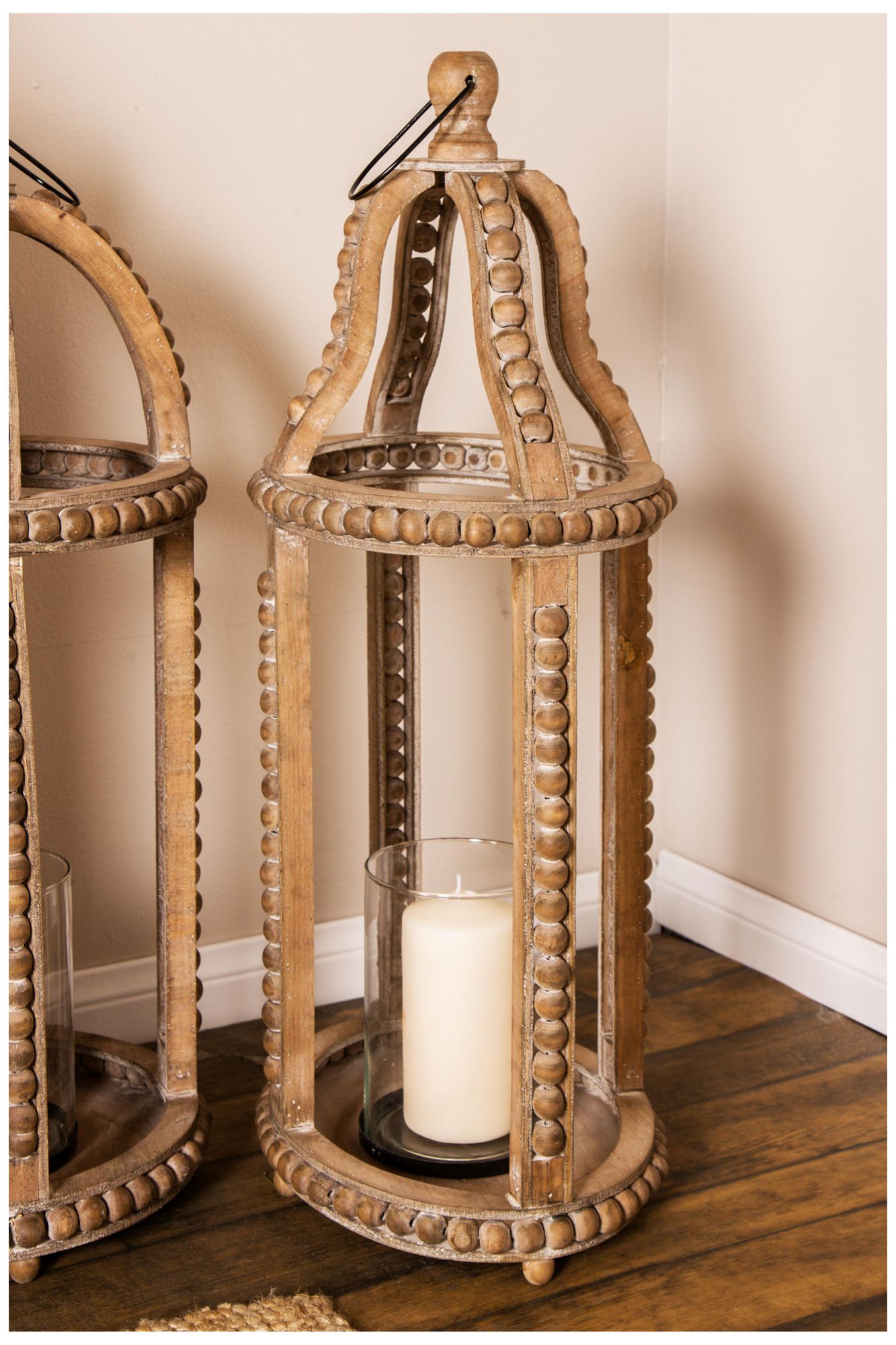 Image 4 Brown Reclaimed Wood Farmhouse Candle Lantern, 13" x 10" x 29" more views