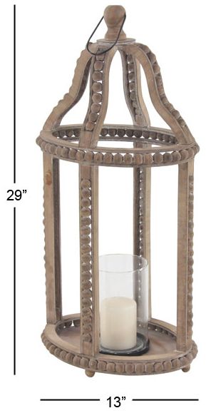 Image 6 Brown Reclaimed Wood Farmhouse Candle Lantern, 13" x 10" x 29" more views