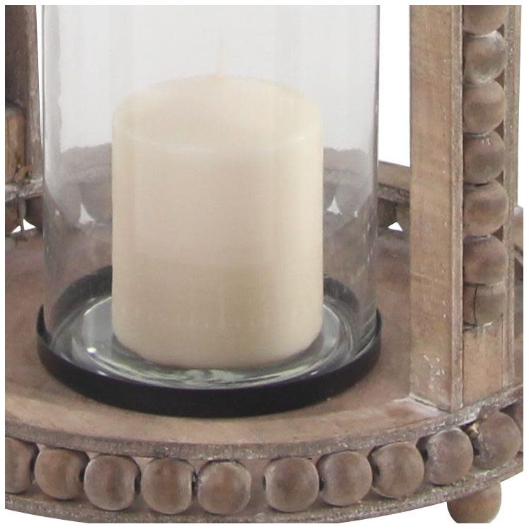 Image 2 Brown Reclaimed Wood Farmhouse Candle Lantern, 13" x 10" x 29" more views