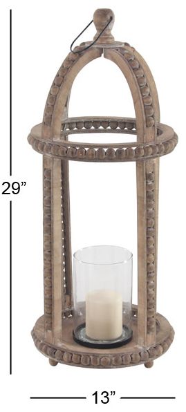 Image 6 Brown Reclaimed Wood Farmhouse Candle Lantern, 13" x 10" x 29" more views