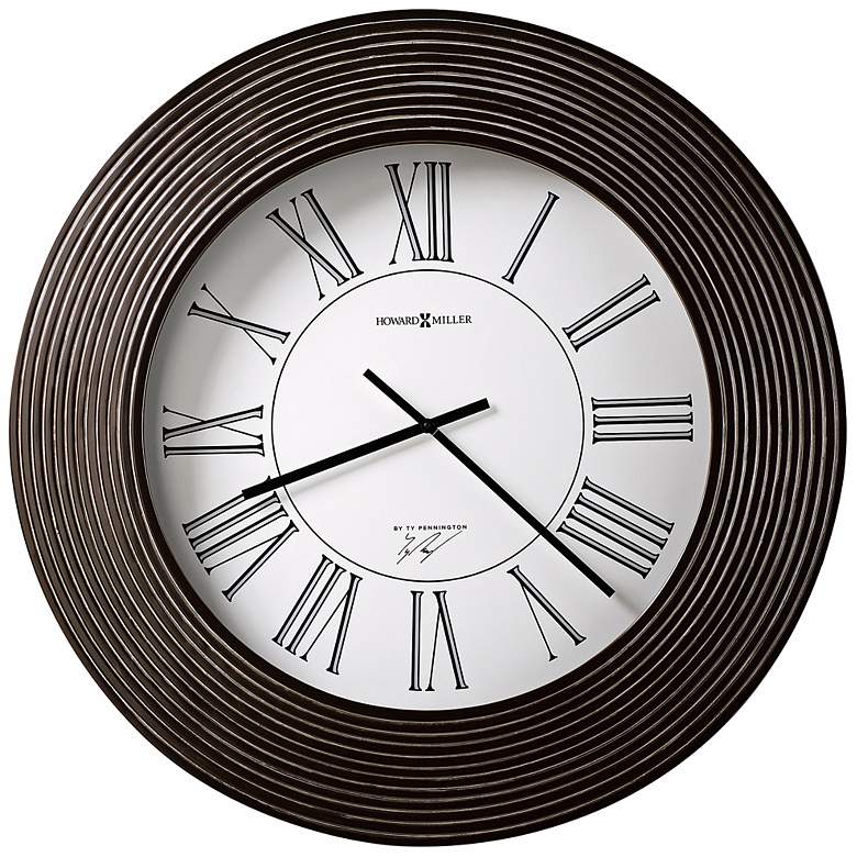 Image 1 Brown Ribbed 30 inch Wide Howard Miller Wall Clock