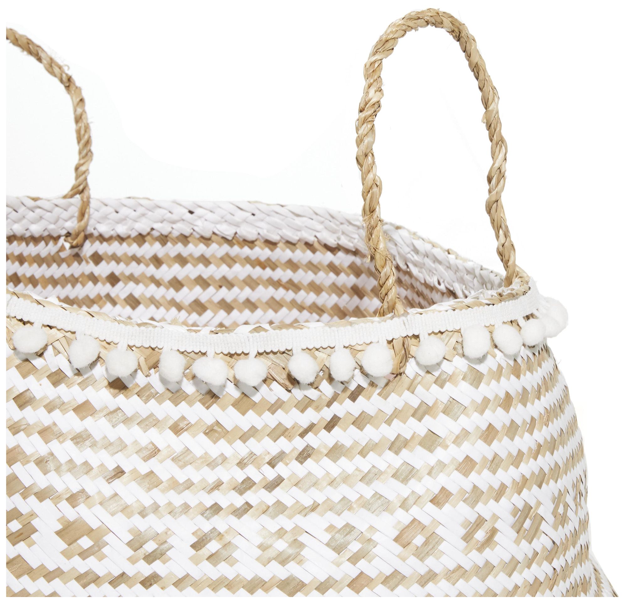 Image 3 Brown Seagrass Bohemian Storage Basket, S/2 17", 14"H more views