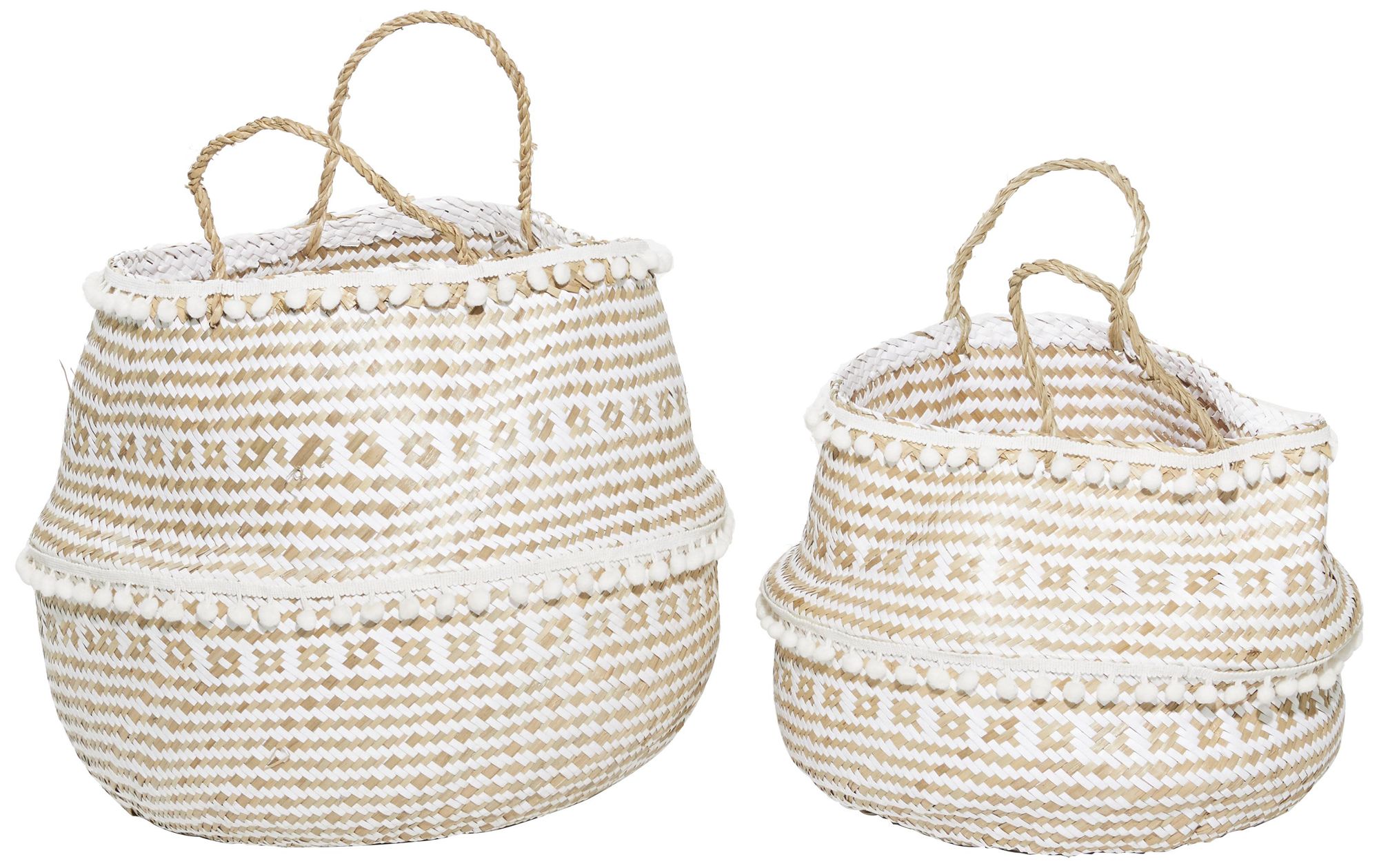 Image 5 Brown Seagrass Bohemian Storage Basket, S/2 17", 14"H more views