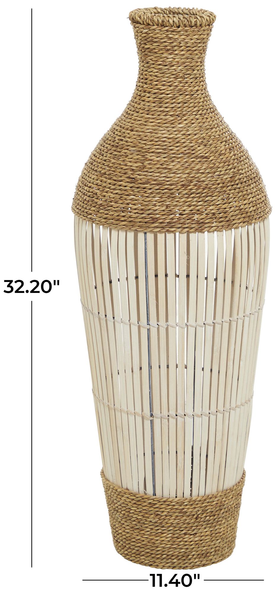 Brown Seagrass Bohemian Vase, 11" x 11" x 32"