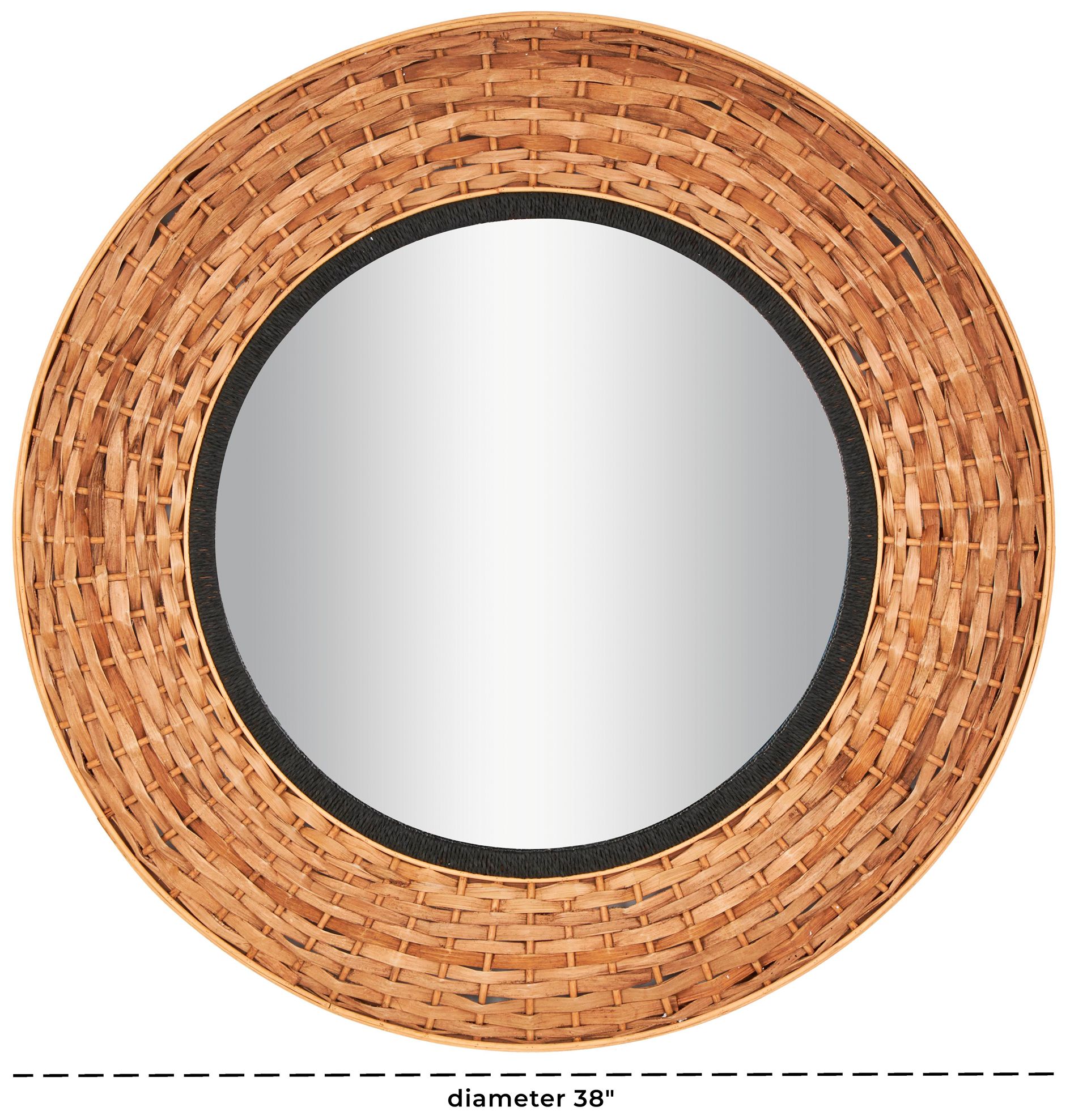 Image 7 Brown Seagrass Bohemian Wall Mirror, 38" x 2" x 38" more views