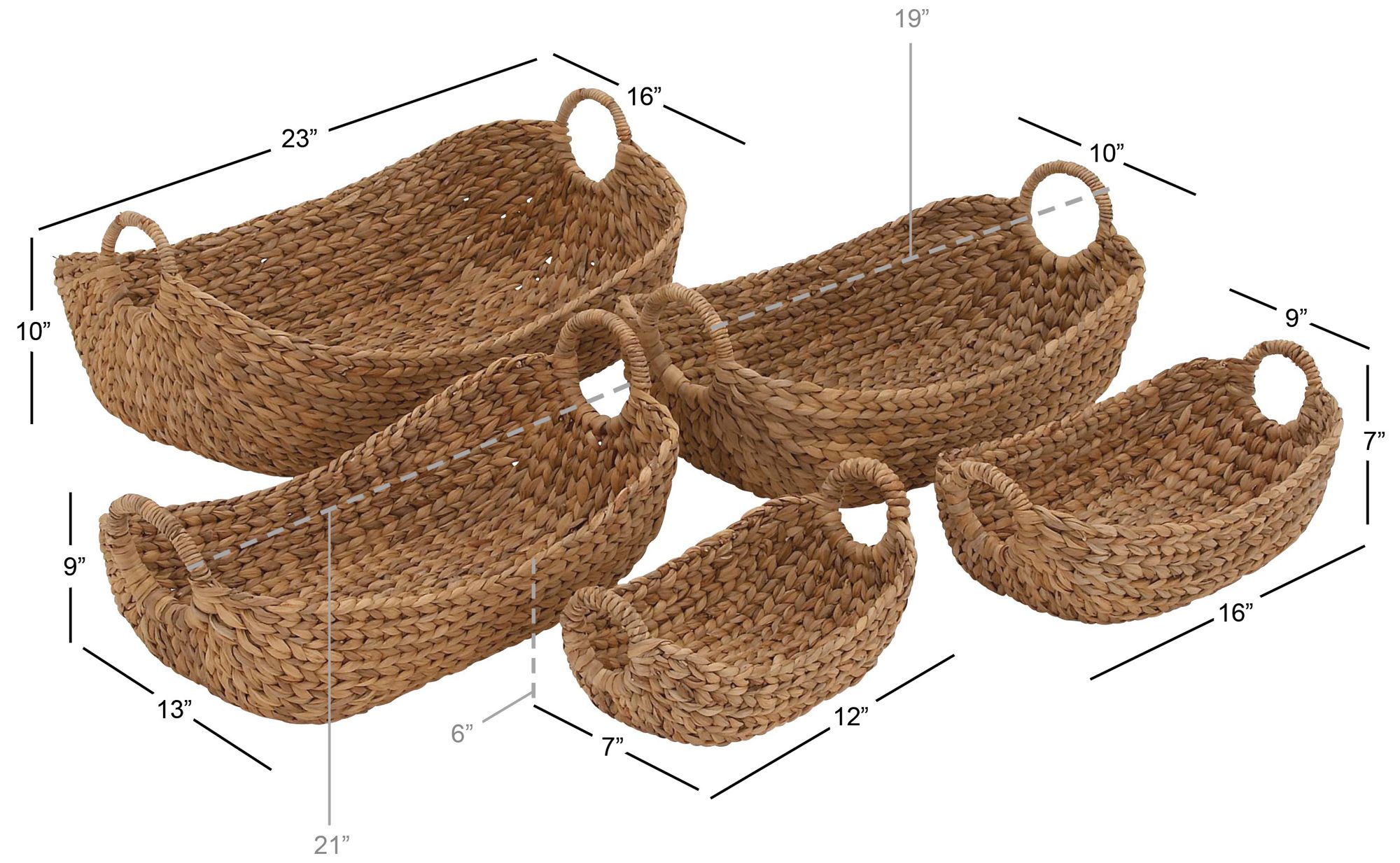 Image 6 Brown Seagrass Coastal Storage Basket, S/5 23", 21", 19", 16", 12"W more views