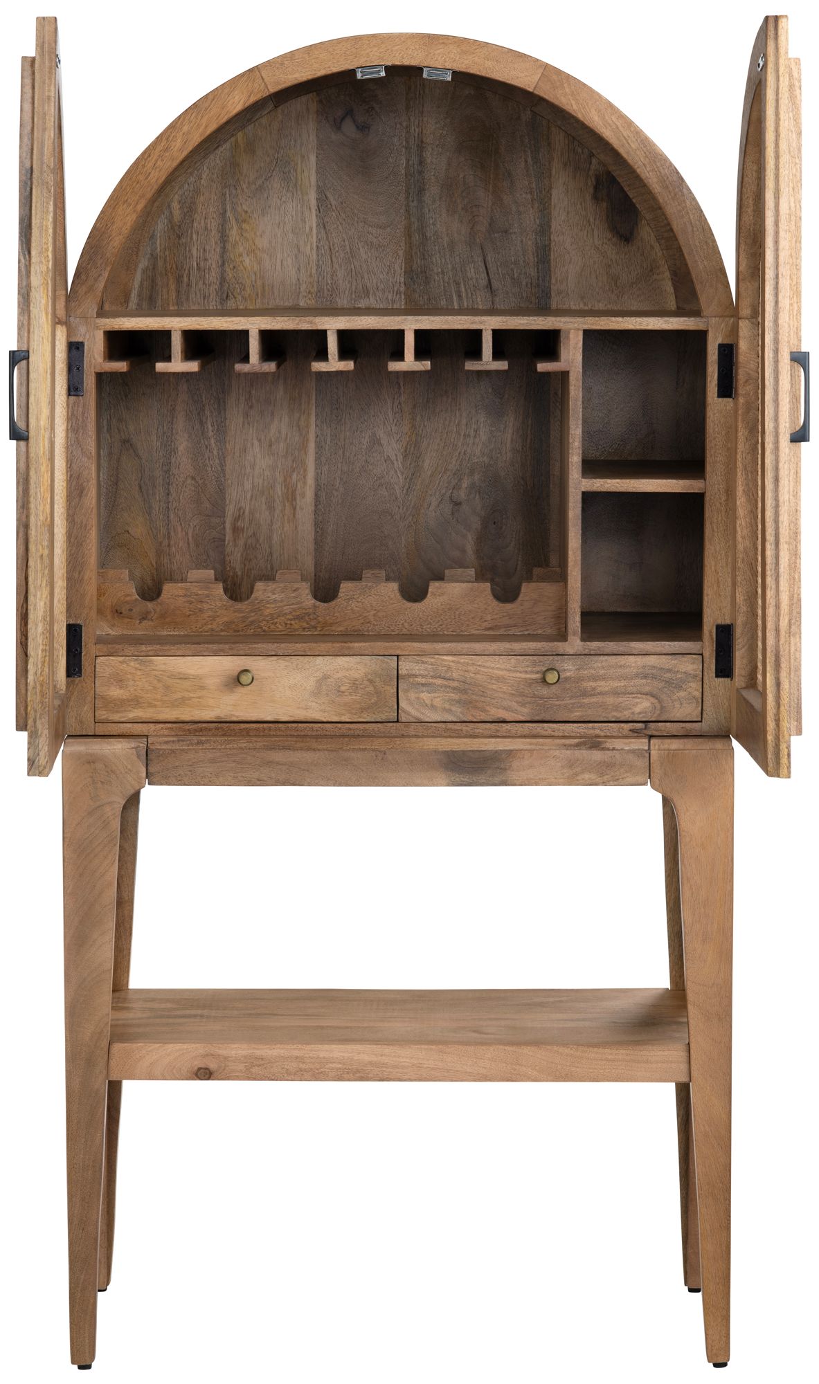 Image 3 Brown Solid Wood 2 Drawer 2 Door Wine Cabinet with Cane Door Fronts more views