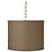 Brown Tan Weave 14"W Antique Brass Shaded Pendant Light