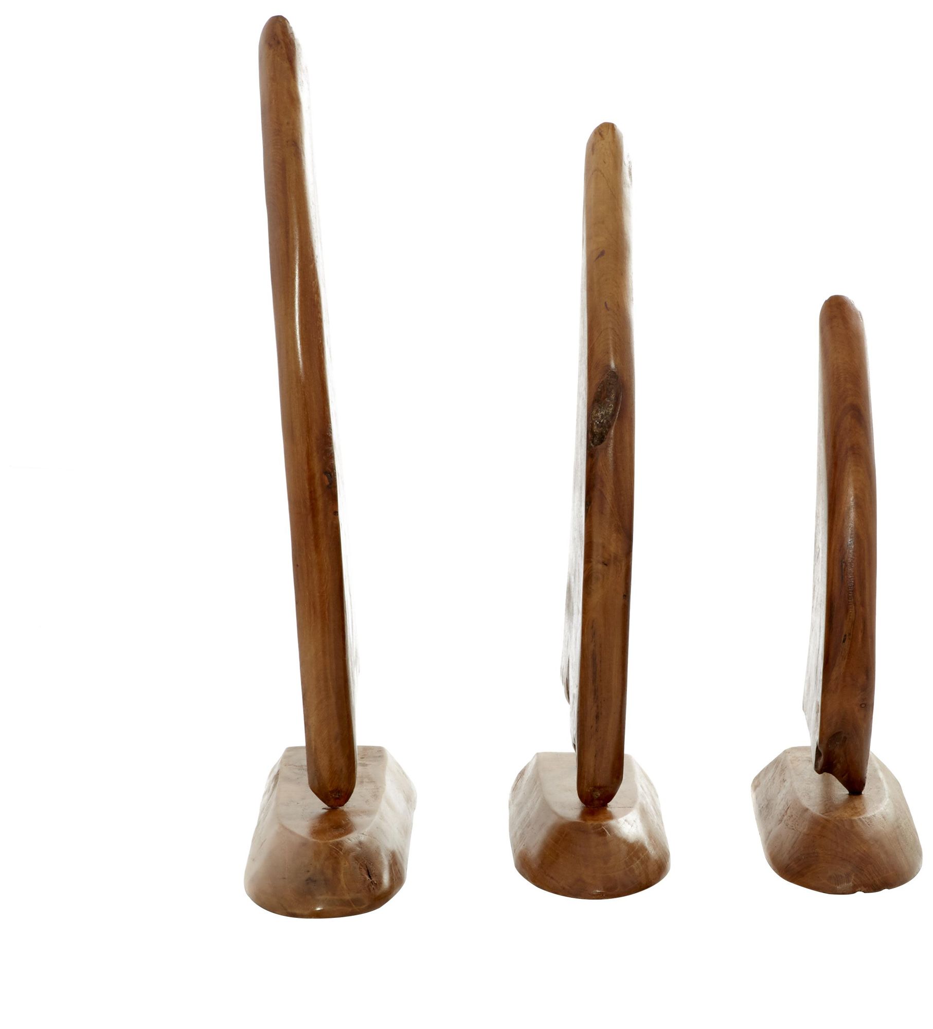 Image 6 Brown Teak Wood Coastal Sculpture, S/3 20", 17", 13"H more views