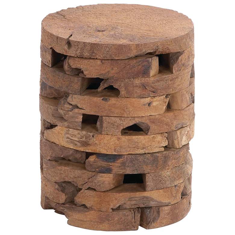 Image 1 Brown Teak Wood Contemporary Accent Table, 14" x 14" x 18"