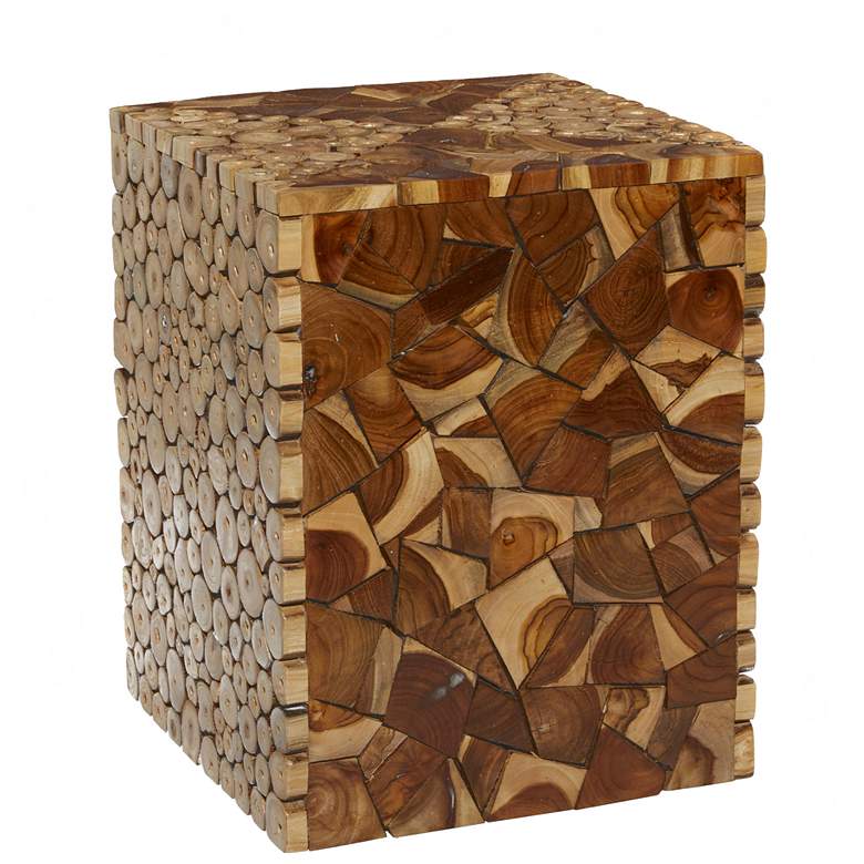 Image 1 Brown Teak Wood Contemporary Accent Table, 14" x 14" x 18"