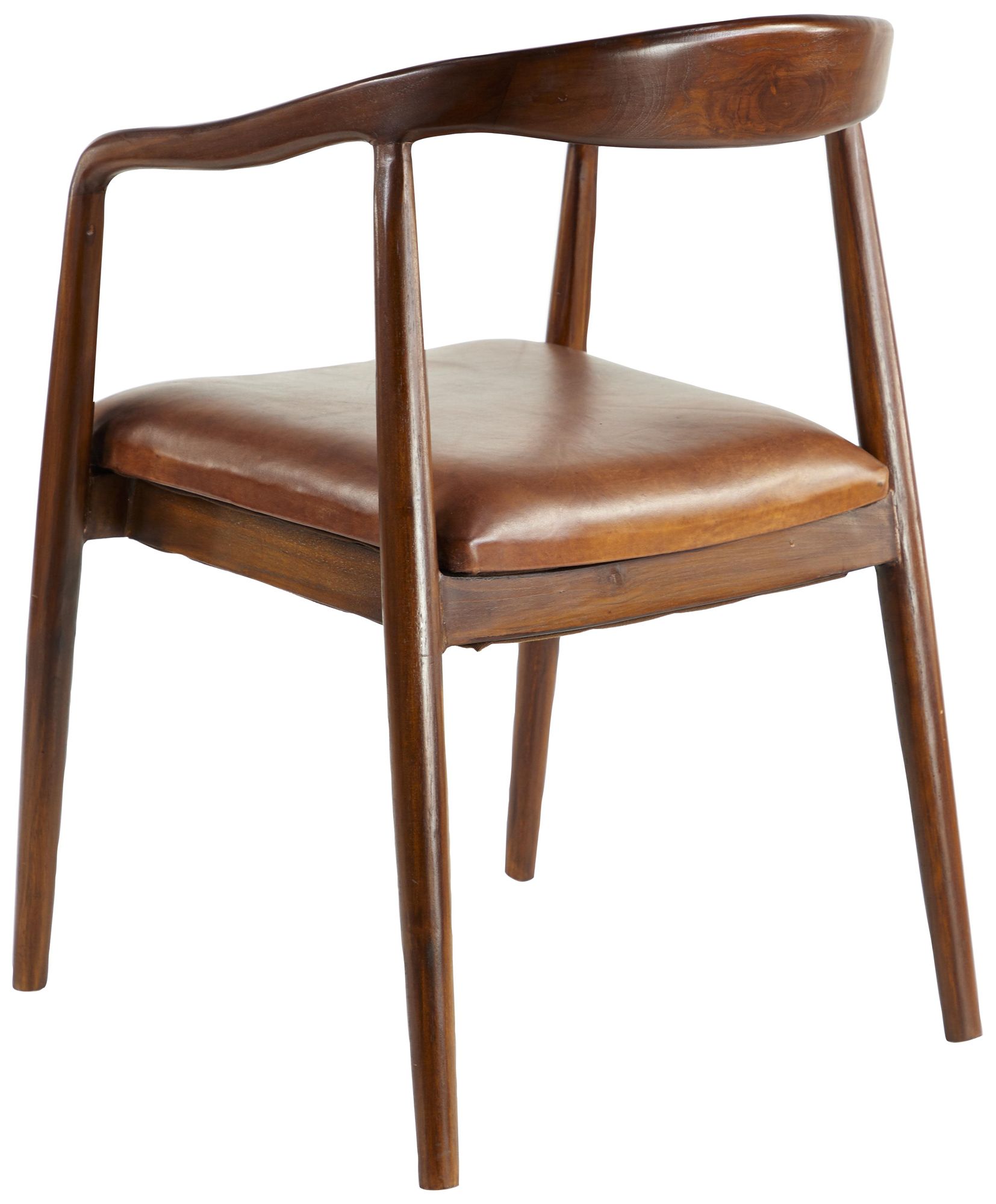Image 5 Brown Teak Wood Contemporary Dining Chair, 20" x 21" x 32" more views