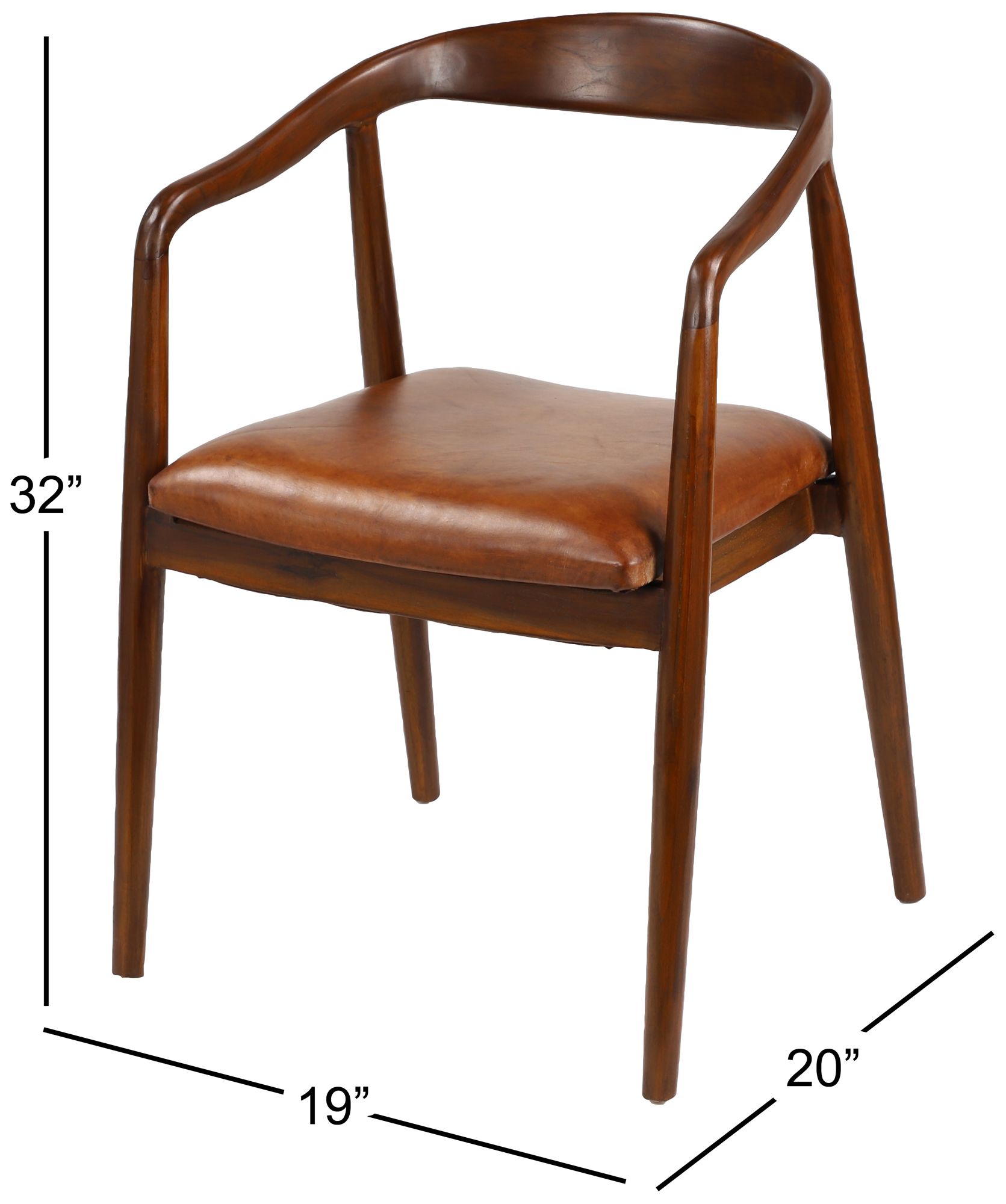Image 7 Brown Teak Wood Contemporary Dining Chair, 20" x 21" x 32" more views