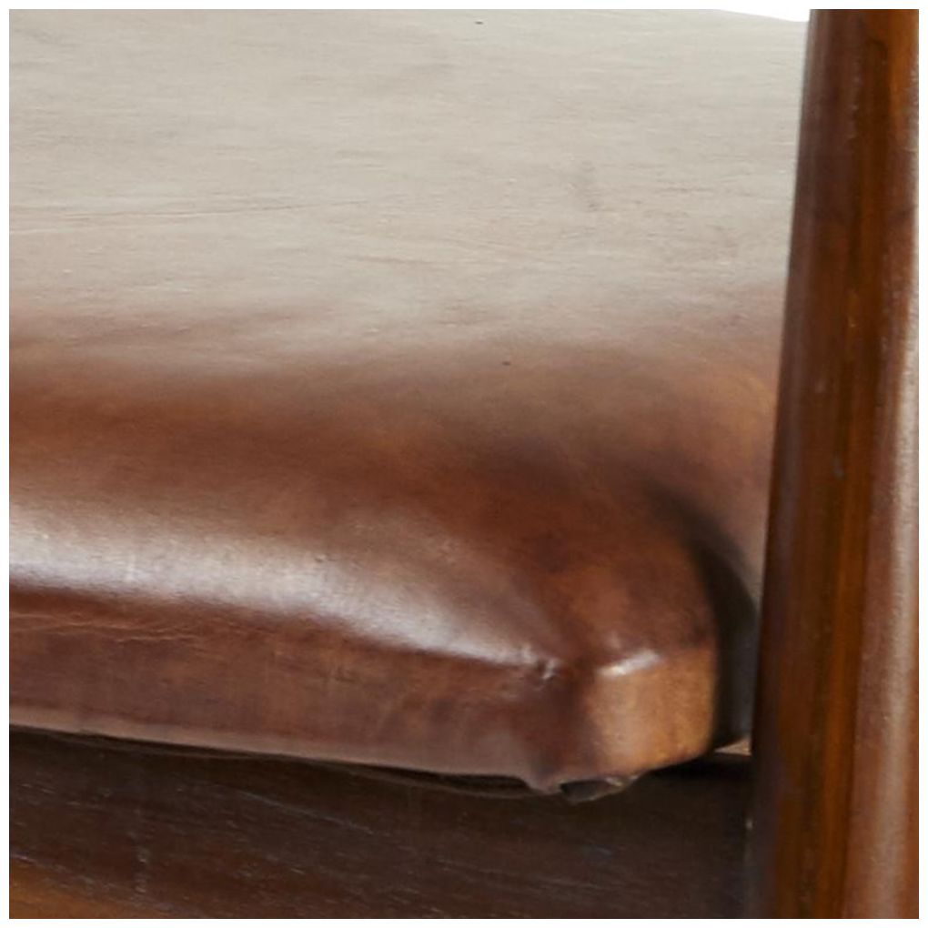 Brown Teak Wood Contemporary Dining Chair, 20" x 21" x 32"