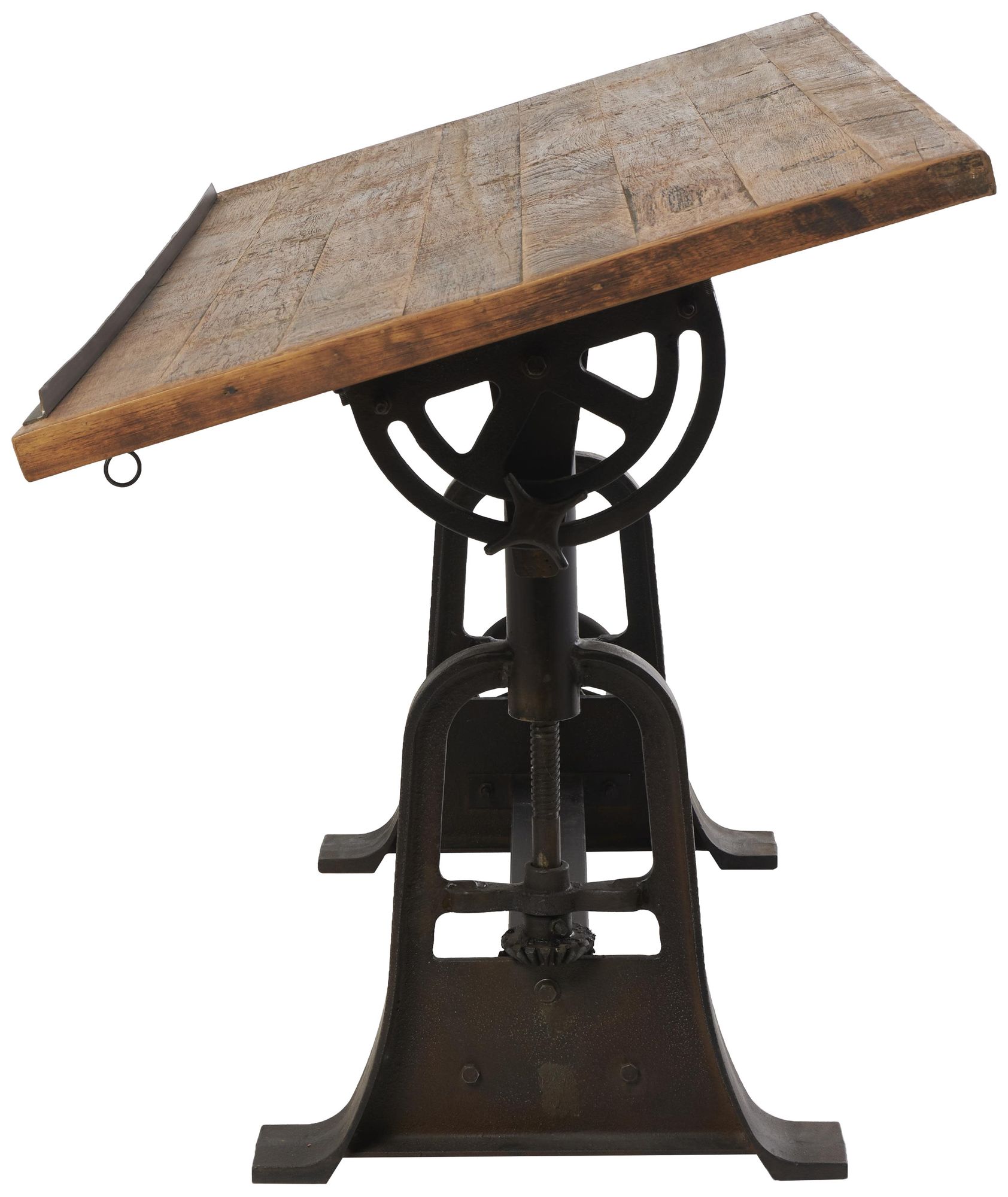 Image 6 Brown Teak Wood Industrial Desk, 62" x 30" x 32" more views