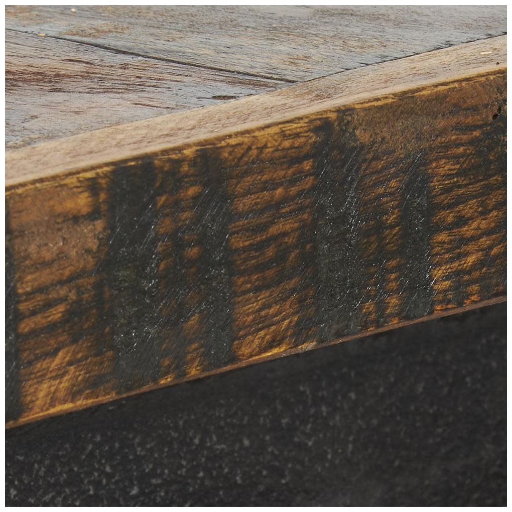 Brown Teak Wood Industrial Dining Table, 35" x 42" x 31"