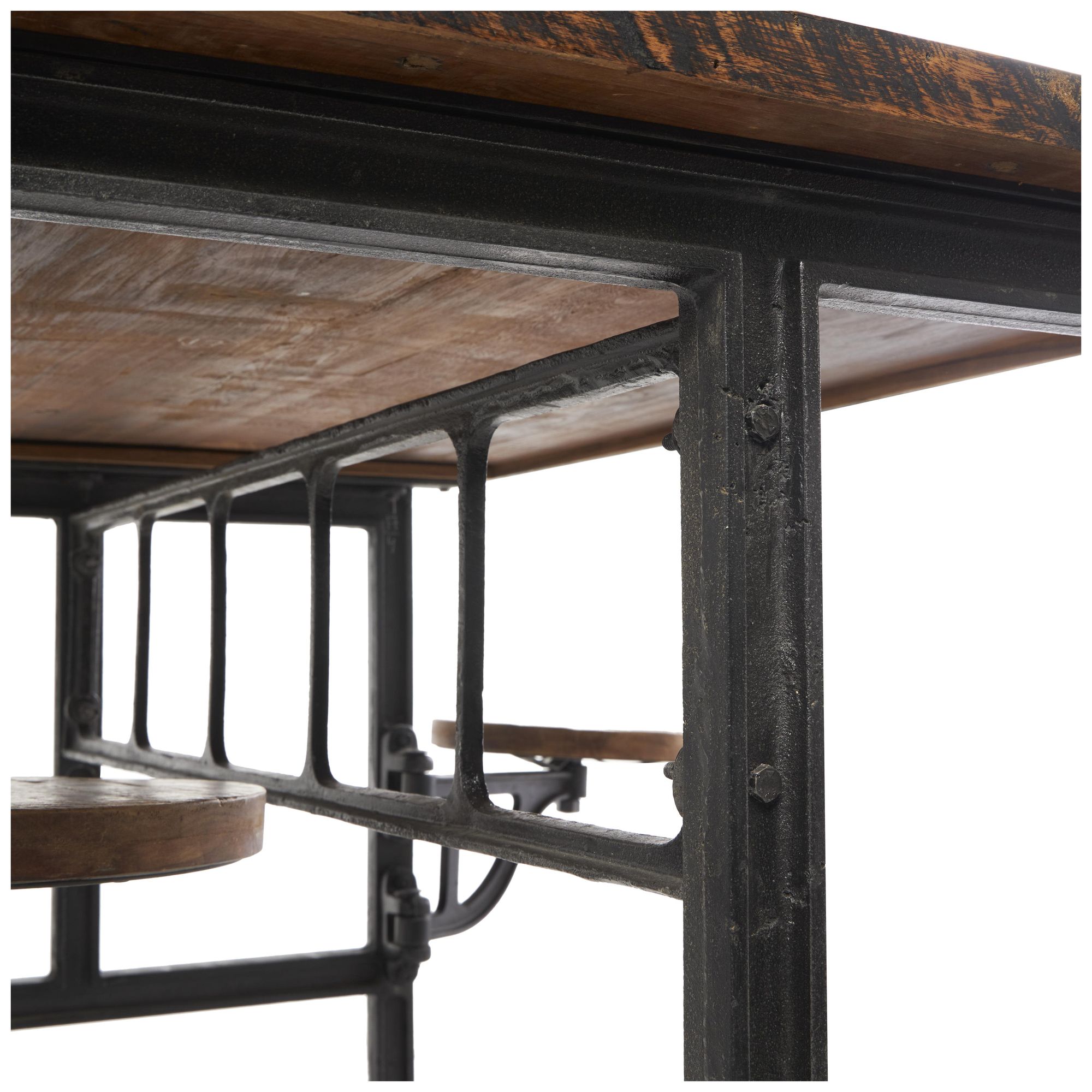 Image 2 Brown Teak Wood Industrial Dining Table, 51" x 35" x 31" more views