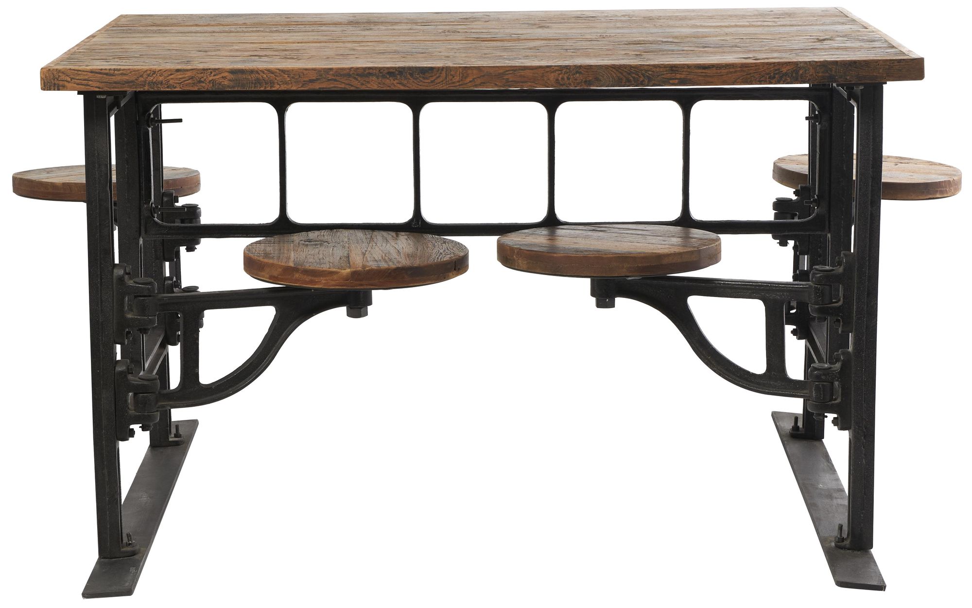 Image 4 Brown Teak Wood Industrial Dining Table, 51" x 35" x 31" more views