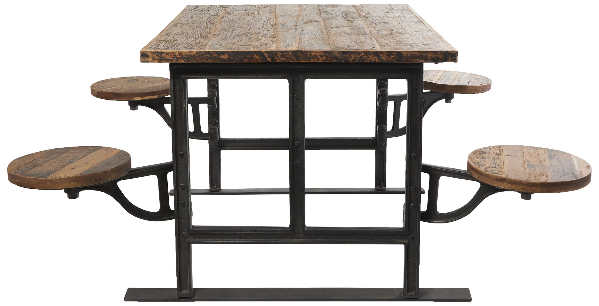 Image 5 Brown Teak Wood Industrial Dining Table, 51" x 35" x 31" more views
