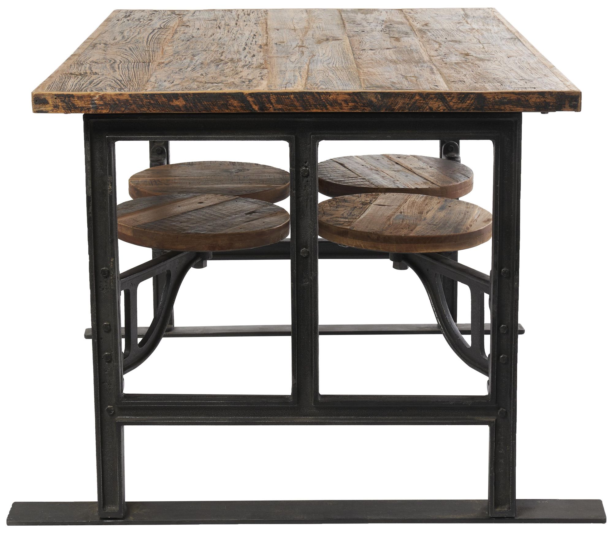 Brown Teak Wood Industrial Dining Table, 51" x 35" x 31"
