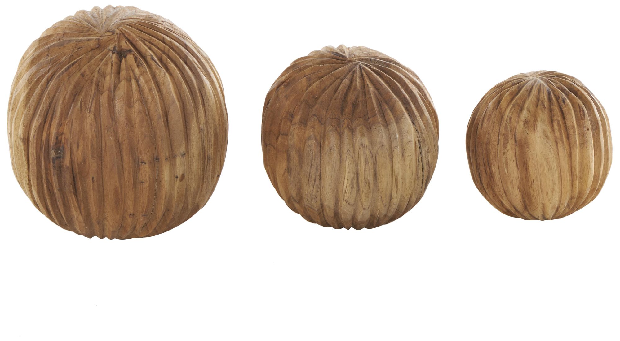 Image 5 Brown Teak Wood Natural Orbs & Vase Filler, S/3 6", 5", 4"H more views