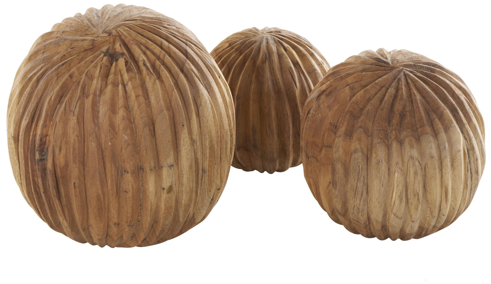 Image 6 Brown Teak Wood Natural Orbs & Vase Filler, S/3 6", 5", 4"H more views