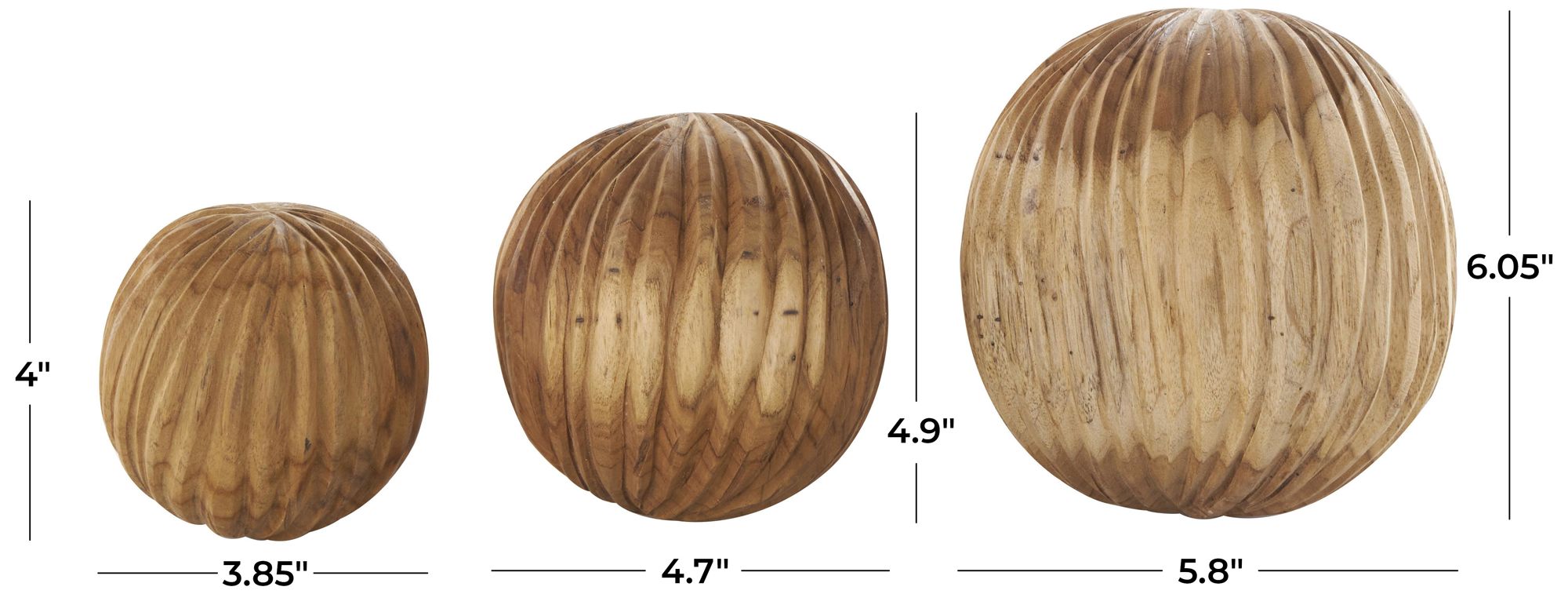 Image 7 Brown Teak Wood Natural Orbs & Vase Filler, S/3 6", 5", 4"H more views