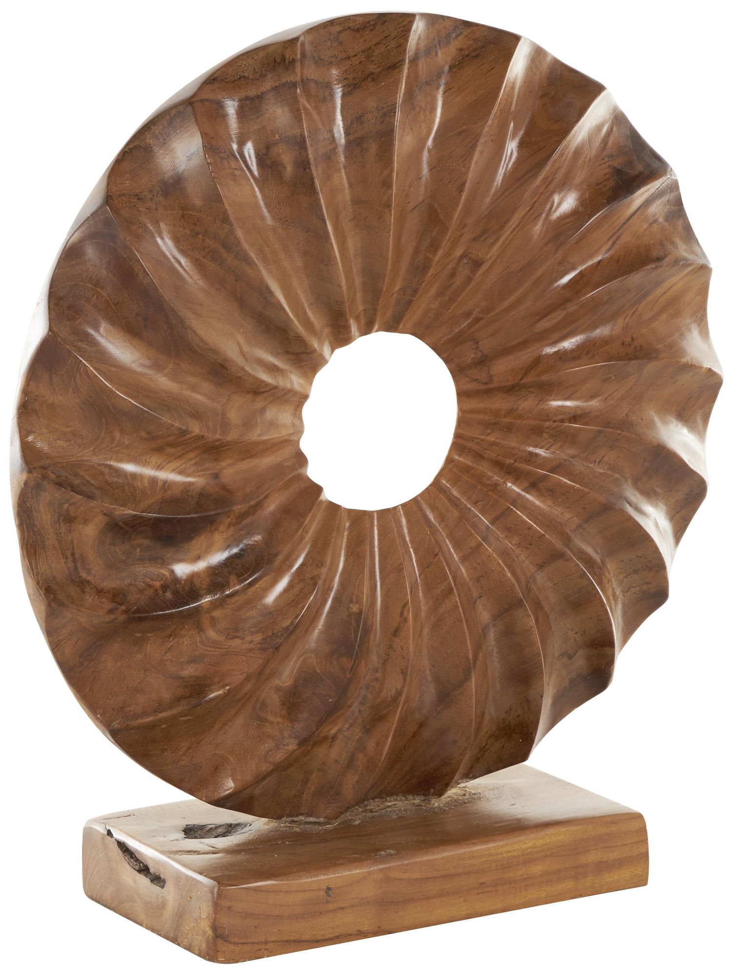 Image 2 Brown Teak Wood Natural Sculpture, 16" x 5" x 17"