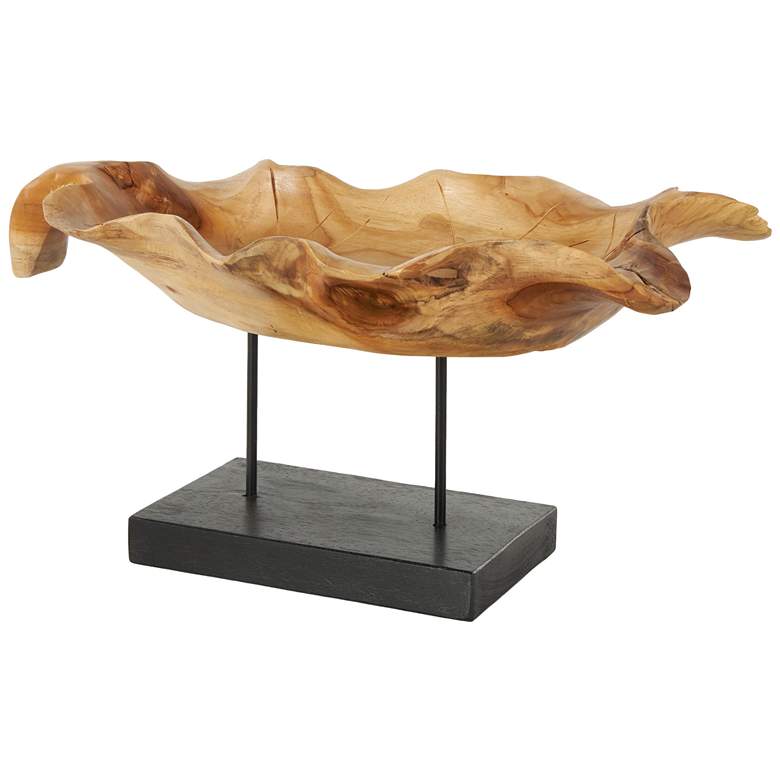 Image 1 Brown Teak Wood Natural Sculpture, 21" x 11" x 10"