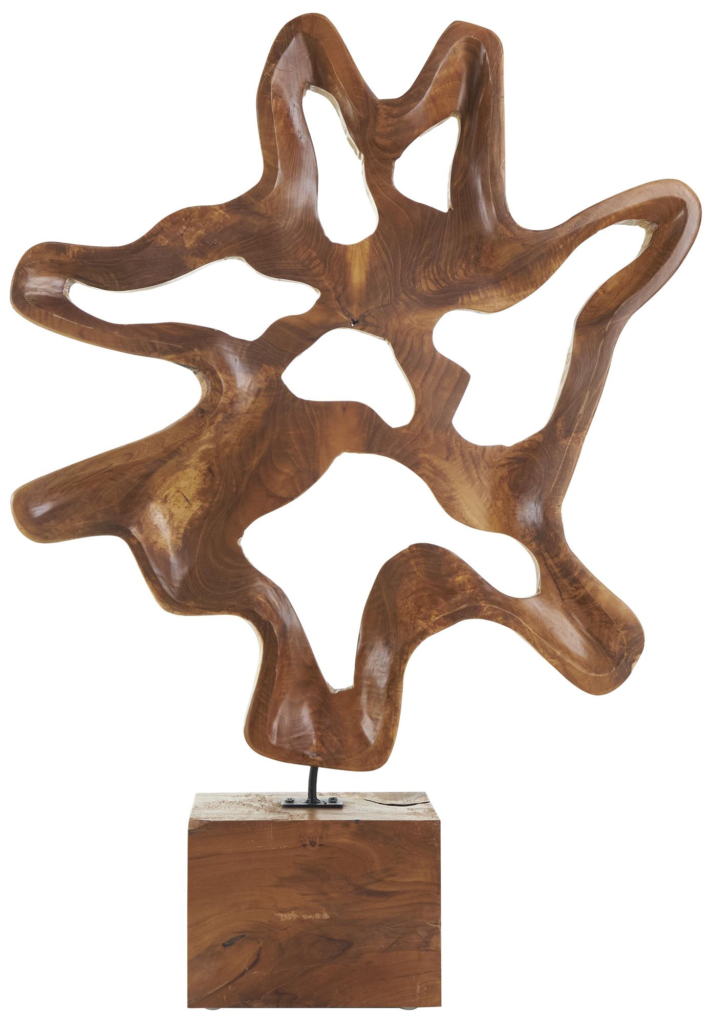 Image 2 Brown Teak Wood Natural Sculpture, 22" x 4" x 31"