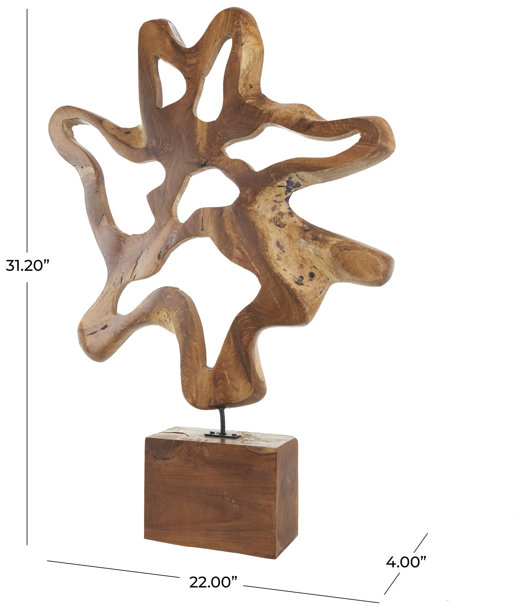 Image 7 Brown Teak Wood Natural Sculpture, 22" x 4" x 31" more views